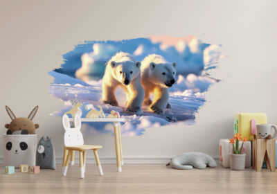 A mural of a polar bear.